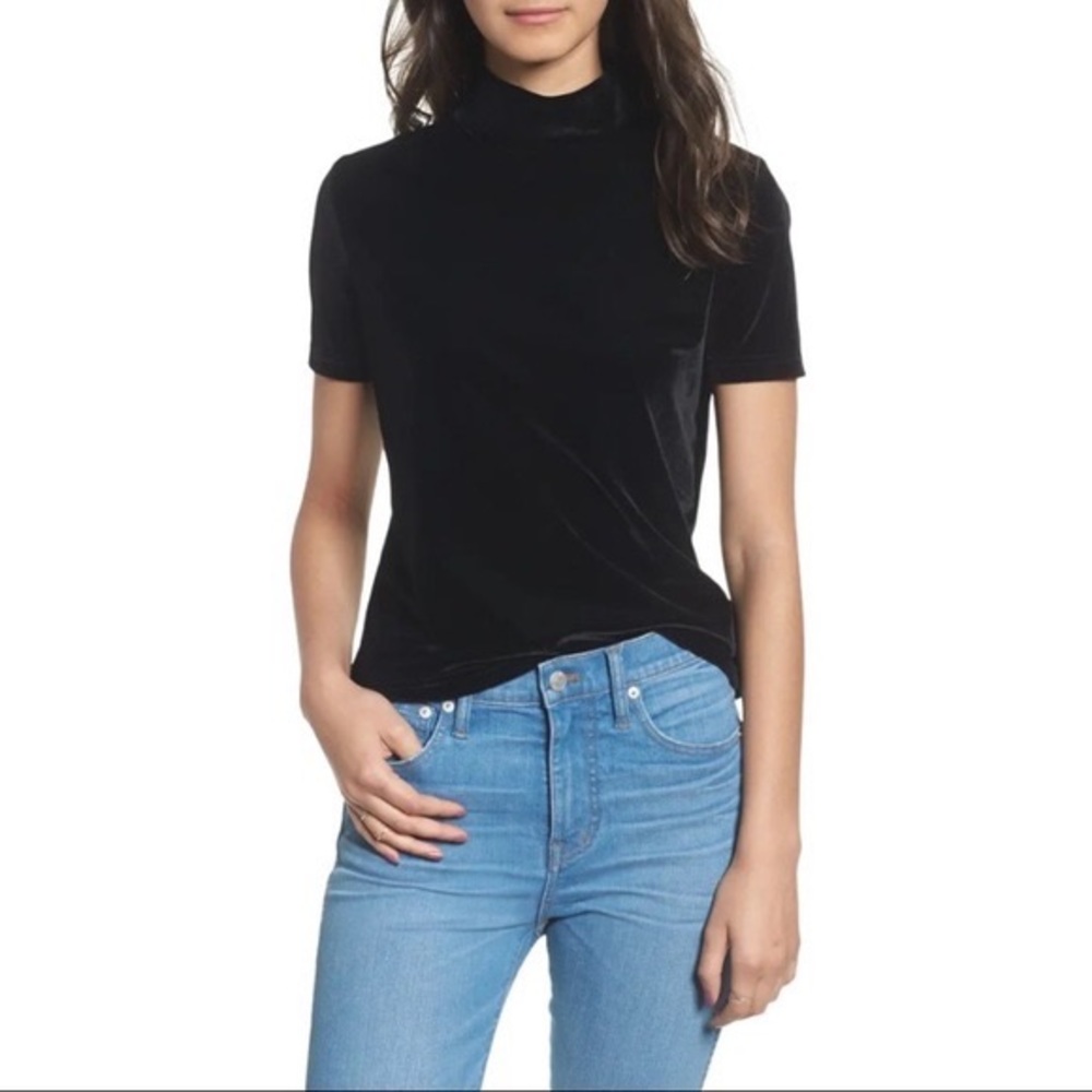 MADEWELL Velvet Mockneck Tee Black Size XXS
